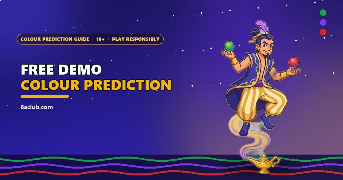 Genie mascot holding a green and a red ball for the free colour prediction demo