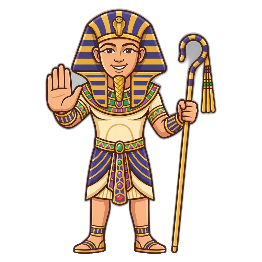Pharaoh mascot guarding a new player from a fake registration link