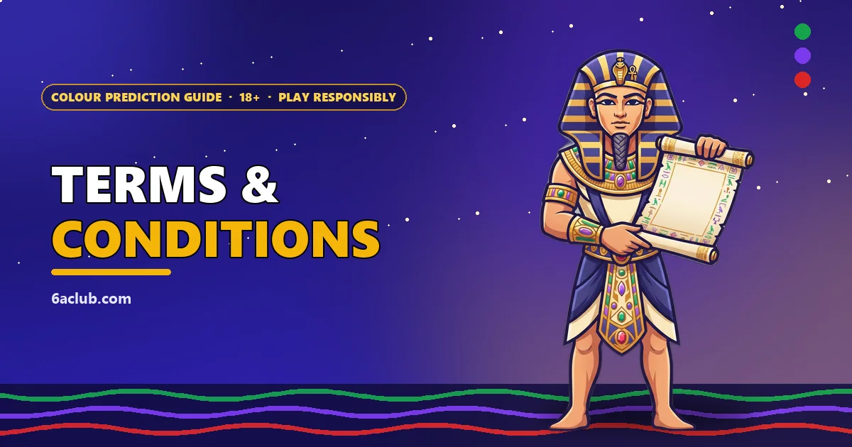 Pharaoh mascot holding a paper scroll for the 6A Club terms and conditions