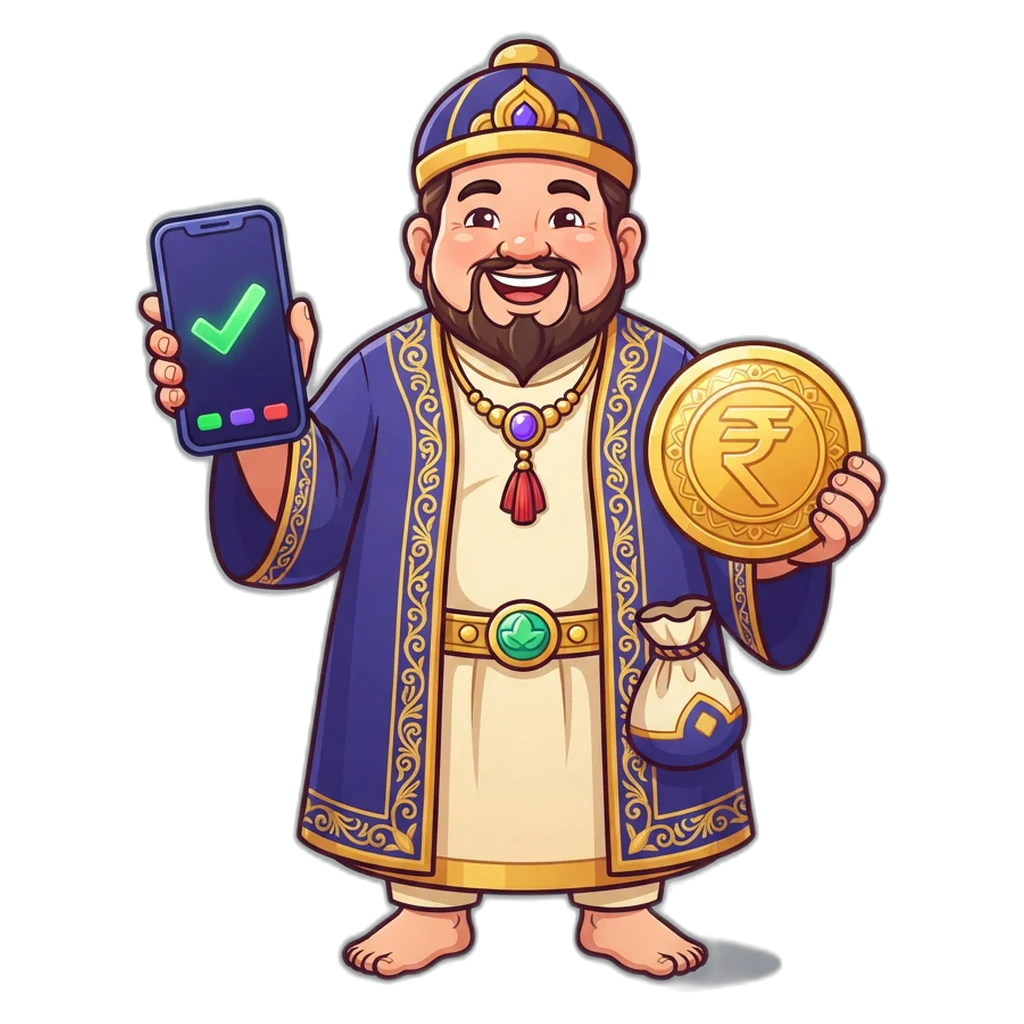 Wealth mascot showing a successful UPI payment for 6A Club