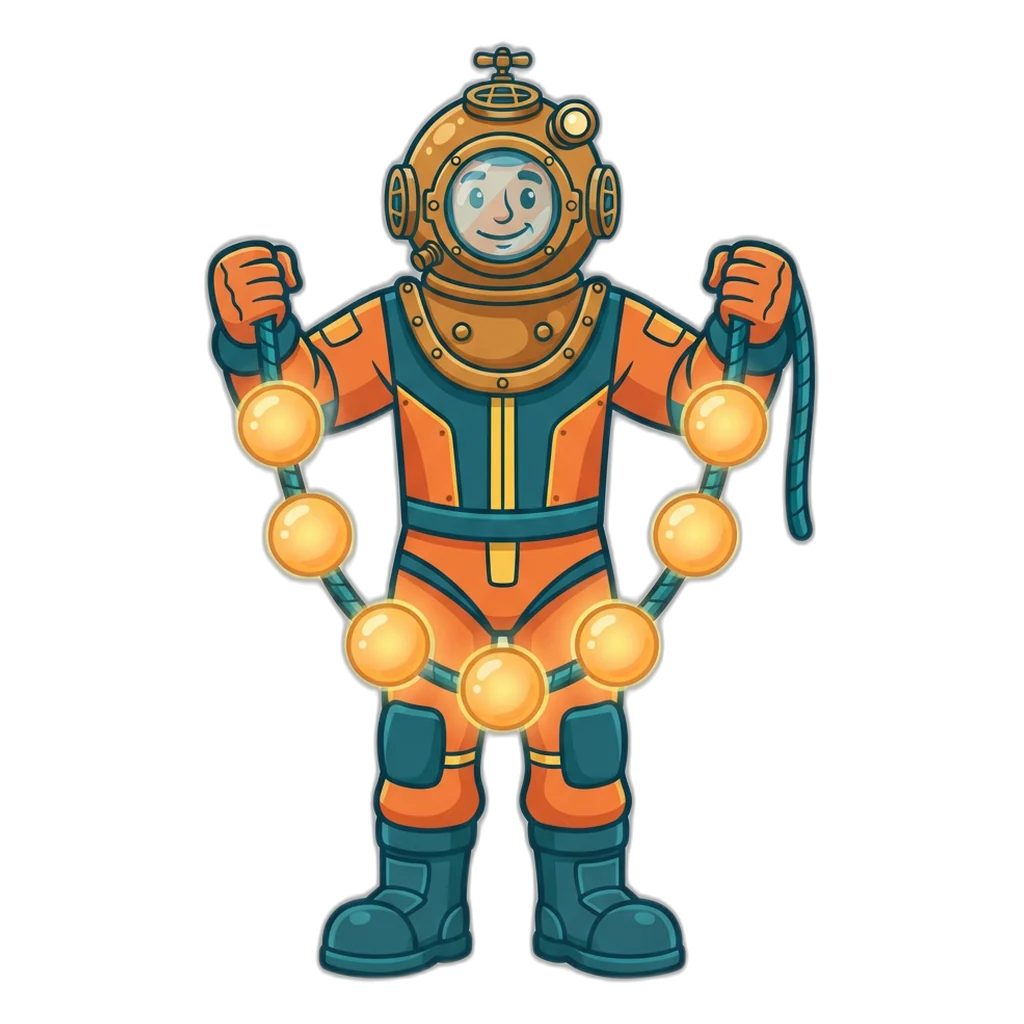 Deep-sea diver holding a string of ten identical bubbles, each one as likely as the next
