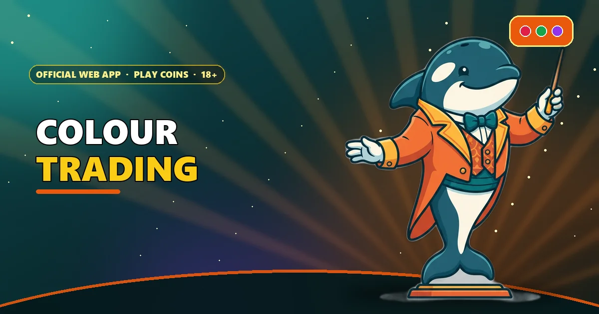 Orca conductor waving a baton at red, green and violet orbs for the colour trading prediction guide