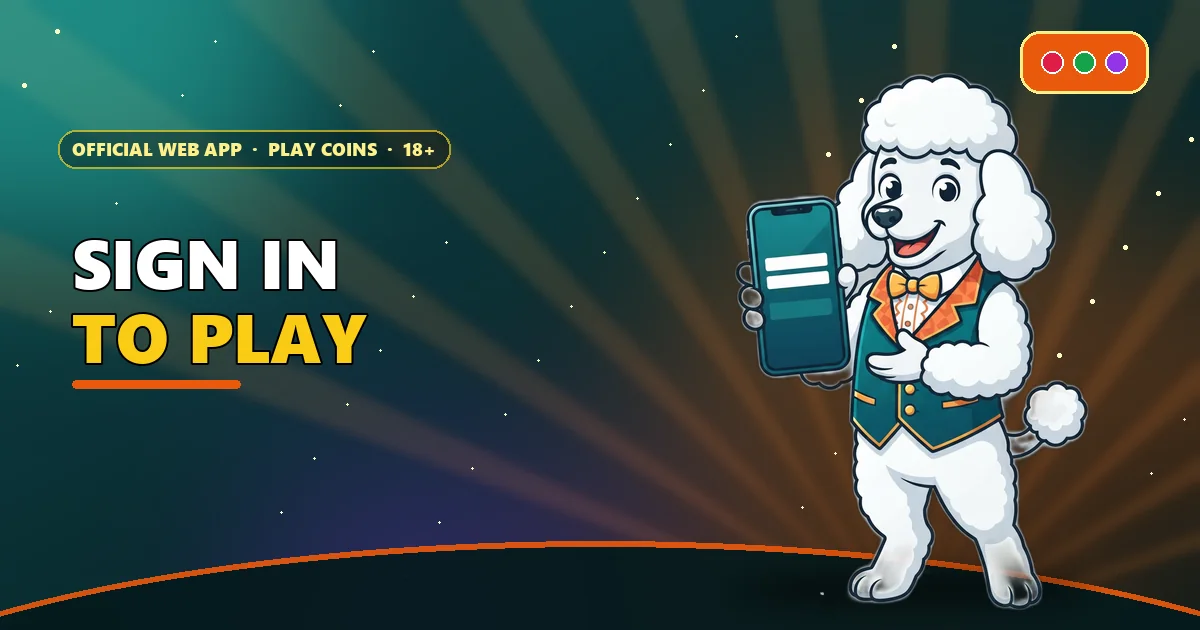 Poodle holding a phone sign-in screen for the Log In page of 6E Club