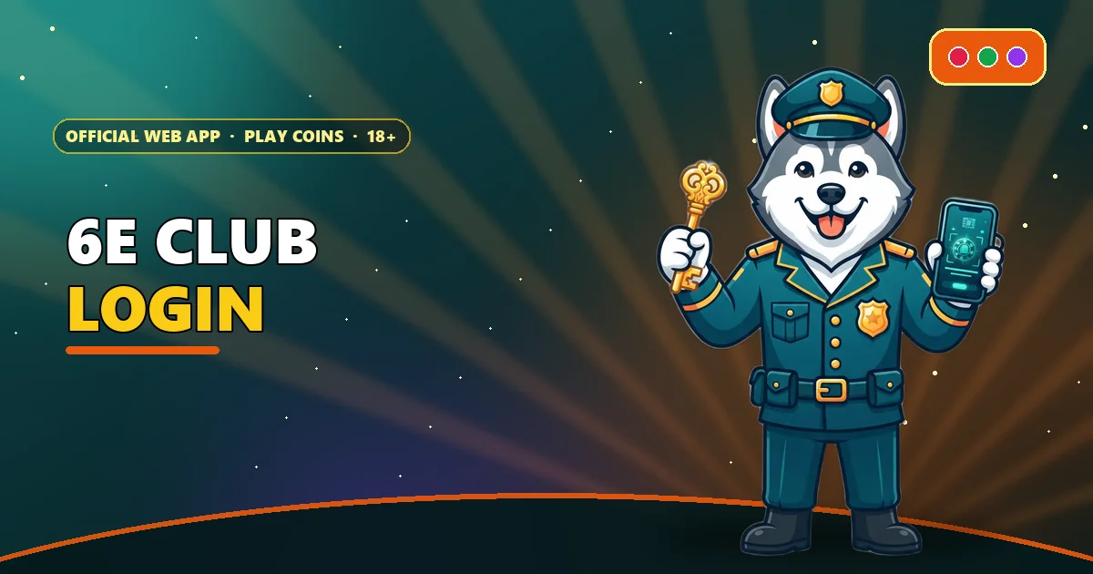 Husky guard holding a golden key and a phone for the 6E Club login guide