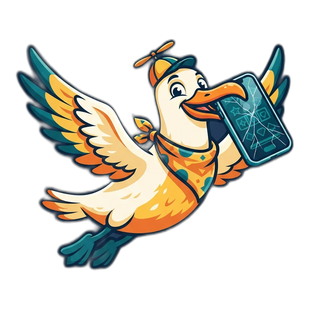 Seagull snatching a shiny but cracked payout screenshot, a warning about fake proof