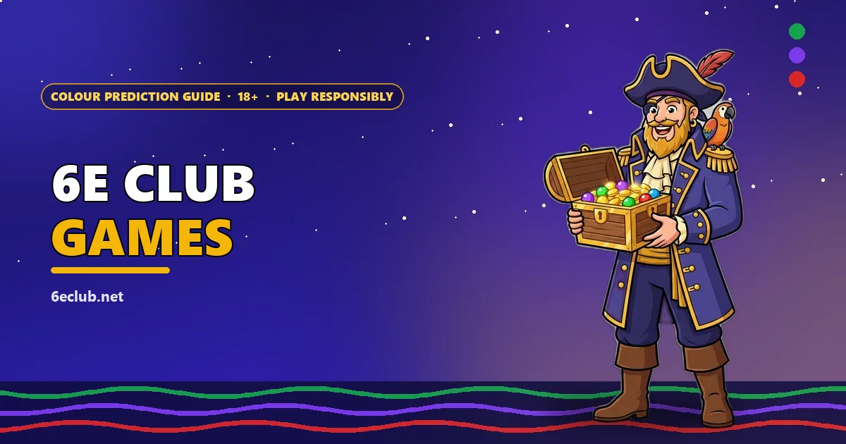 Pirate captain mascot opening a chest of coloured balls for the 6E Club games page