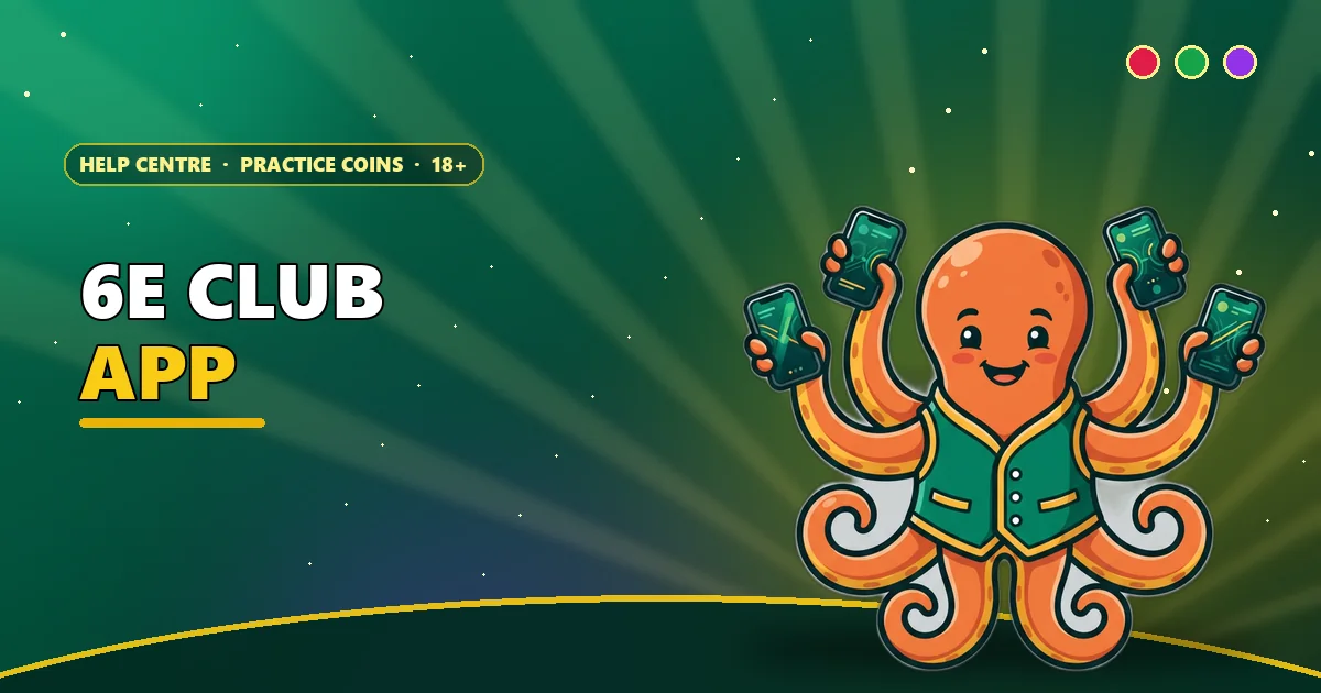 Octopus in an emerald vest holding four phones for the 6E Club app guide
