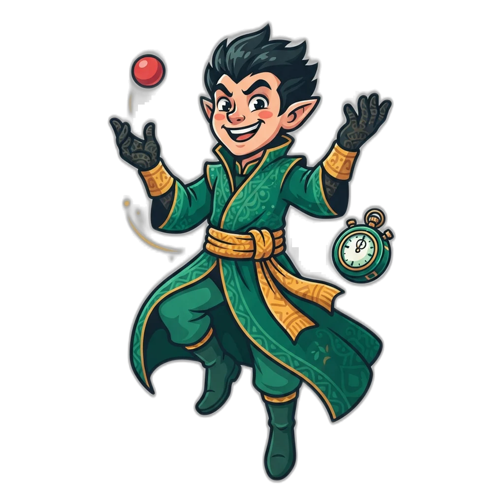 Trickster god juggling red, green and violet balls, a playful picture of what is colour prediction game