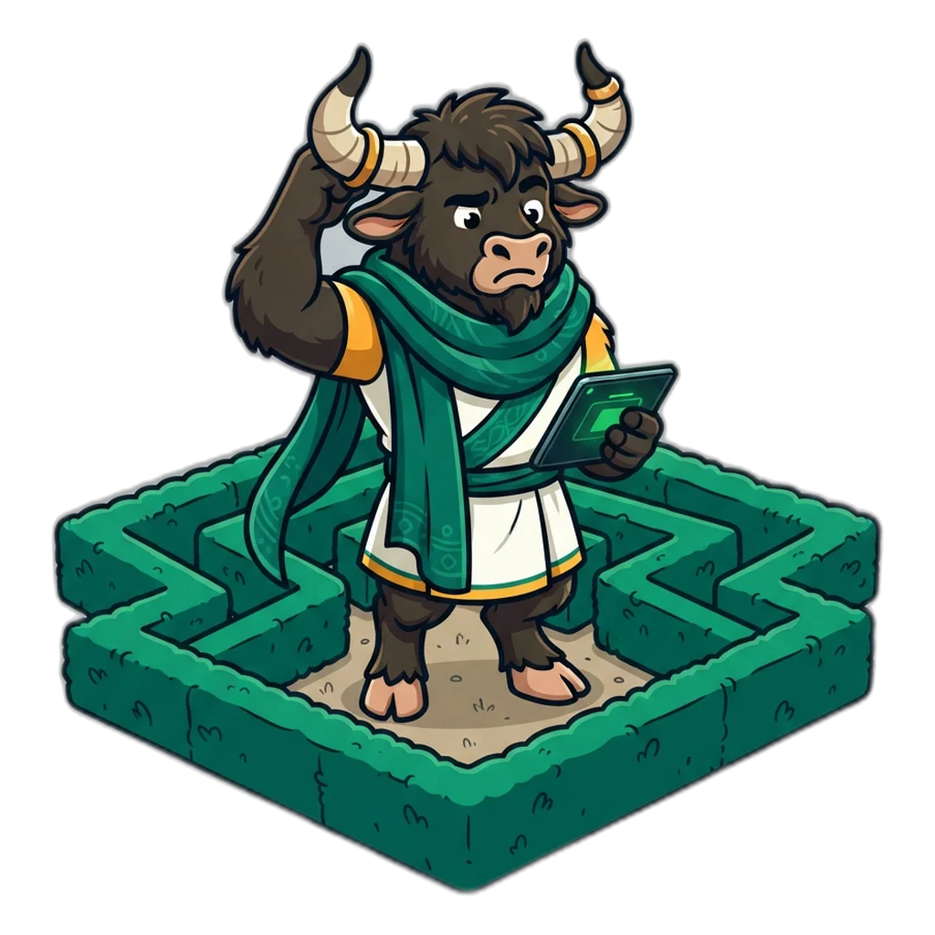 Minotaur lost in a maze of digits where every path ends at a no-pattern sign