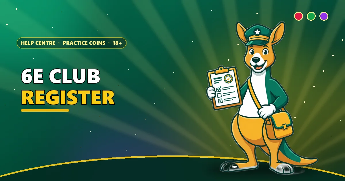 Kangaroo postman with a ticked sign-up clipboard for the 6E Club register guide